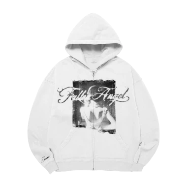 JENNIE Fallen Angel White Zip Hoodie